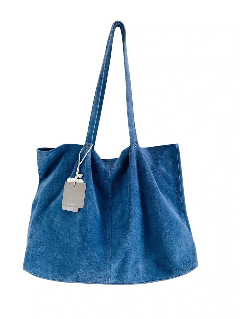 Haute Hippie Blue Suede Cinch Tote W/ Interior Pouch - Picture 3 of 8